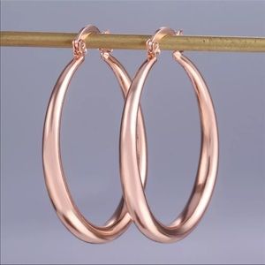 New Women’s Rose Gold Plated around Hoop Earrings